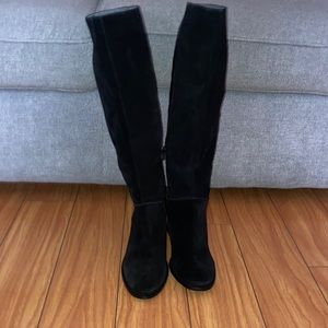 Seychelles  Black Suede & Leather Block Heel tall Boots Size 9